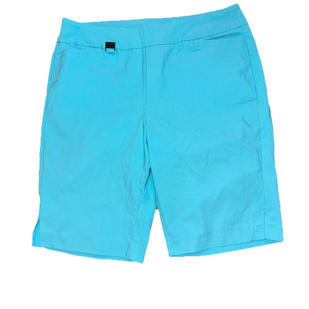 Lulu B Blue Bangladine Stretch 10” Bermuda Shorts Sz 10